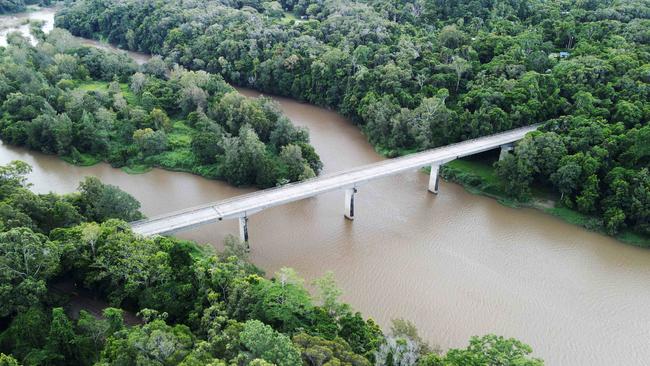 The Kennedy Highway bridge over the Barron River, near the town of Kuranda. The bridge has been assessed by engineers to carry a maximum load of 50 tonnes, and has been limited to a single lane of traffic. Picture: Brendan Radke