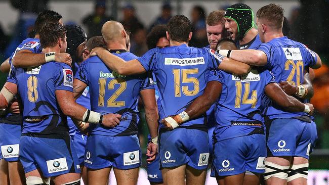 PERTH, AUSTRALIA - MAY 20: Adam Coleman of the Force addresses the team after being defeated during the round 13 Super Rugby match between the Force and the Highlanders at nib Stadium on May 20, 2017 in Perth, Australia.  (Photo by Paul Kane/Getty Images)