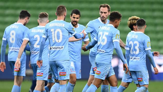 Melbourne City won’t be able to play in front of fans if their semi-final is played at AAMI Park. Picture: Quinn Rooney/Getty Images