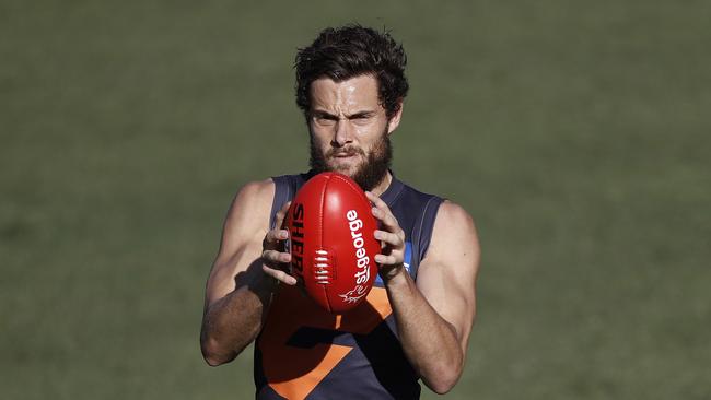 SYDNEY, AUSTRALIA - JUNE 11: Josh Kelly of the Giants trains during a Greater Western Sydney Giants AFL Training Session at GIANTS Stadium on June 11, 2020 in Sydney, Australia. (Photo by Ryan Pierse/Getty Images)