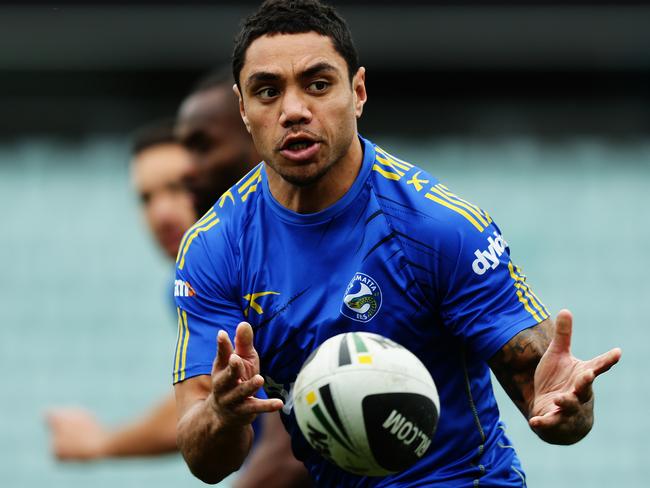 Willie Tonga during Parramatta training. Pic Brett Costello