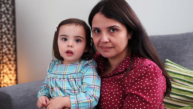 Laura Tsoukalas at her Kingsgrove home with her daughter Catherine. Picture: Phil Hillyard