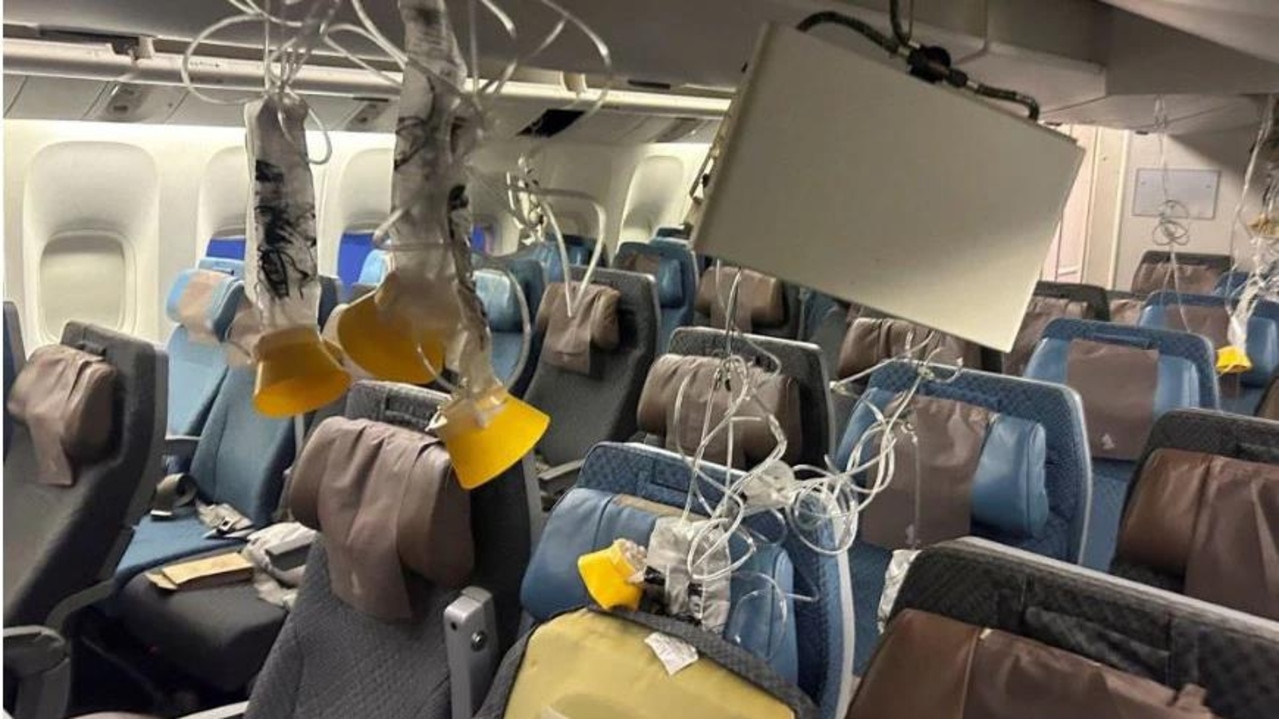 The aftermath from inside Singapore Airlines flight SQ321, where passengers were flown to Bnagkok for an emergency landing. Picture: X/Twitter