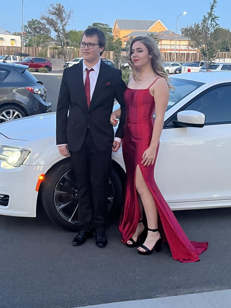 Ashala Webster and Charlie Franklin arrive at the Aldridge State High School formal.