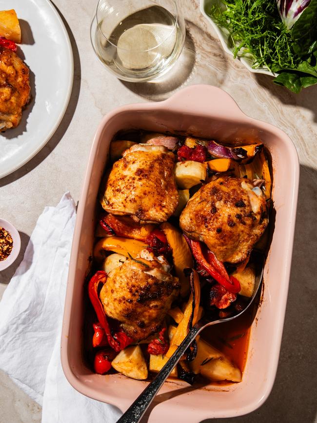 Easy does it with this chicken tray bake. Photo: Nikki To