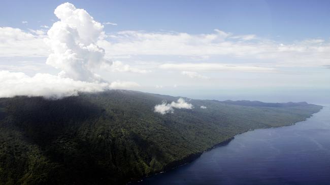 Steam coming from Lake Vui during the eruption of Mount Manaro on Ambae Island in Vanuatu.