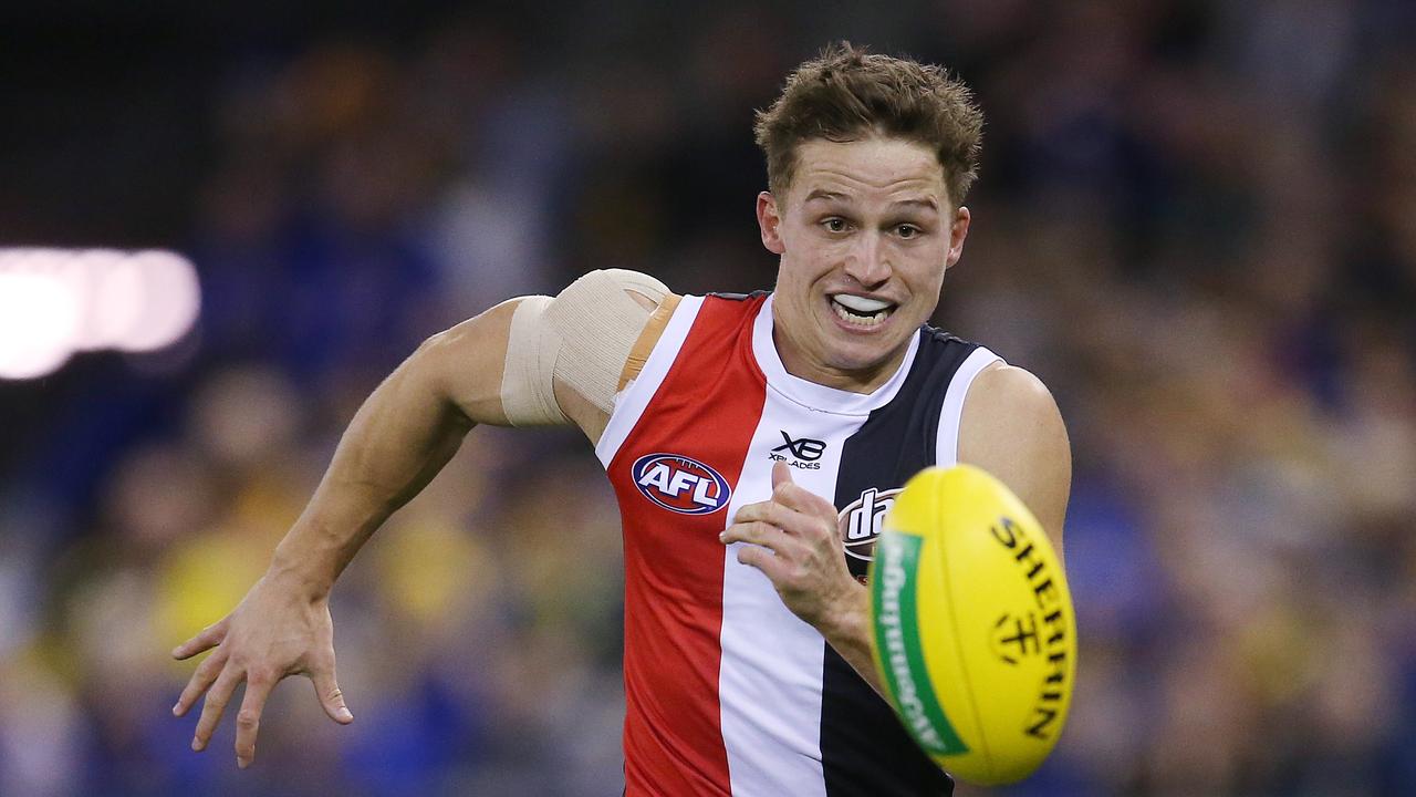 AFL Round 8. 10/05/2019. St Kilda vs West Coast Eagles at Marvel Stadium. Jack Billings of the Saints. Pic: Michael Klein.