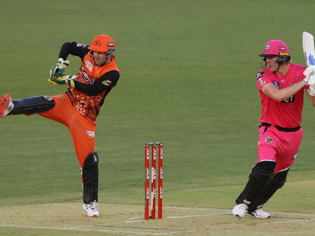 PERTH, AUSTRALIA - JANUARY 06: Jack Edwards of the Sixers bats during the Big Bash League match between the Perth Scorchers and the Sydney Sixers at Optus Stadium, on January 06, 2021, in Perth, Australia. (Photo by Paul Kane/Getty Images)