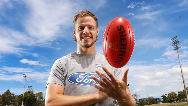 Jake Kolodjashnij of the Cats poses for a picture at the clubs Southport Hub today 20/10/2020. Pic: Michael Klein