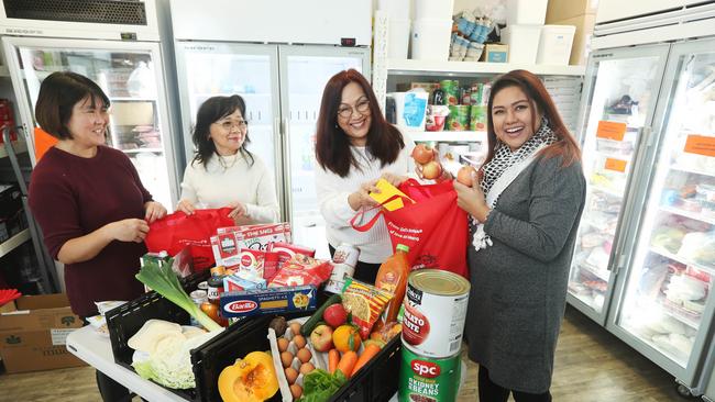 Pictured are Millin Goodman, Rita Rachamp, Lala Noronha and Laura Bouzidi with a selection of donated goods.