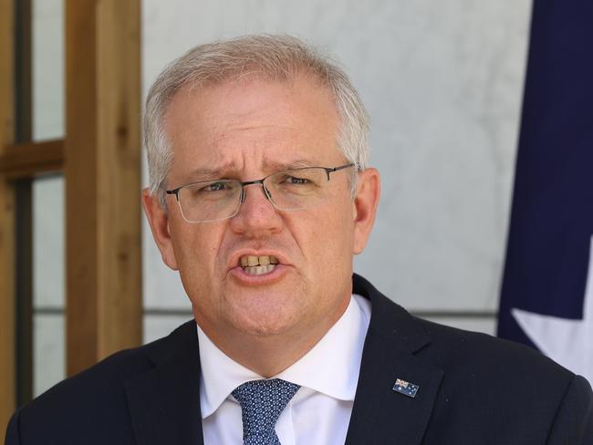 Prime Minister Scott Morrison said the role of QR codes would be to alert people, not to police them. Picture: NCA NewsWire / Gary Ramage