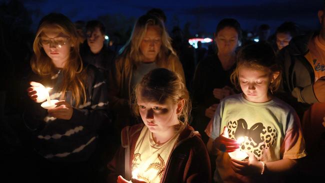 A candlelight vigil is held for the victims of the Lewiston shootings. Picture: AFP