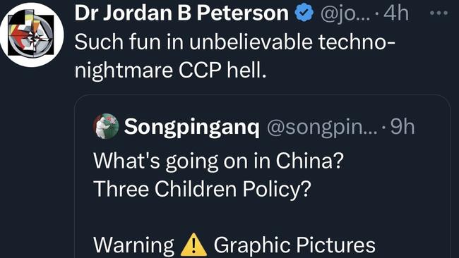 Jordan Peterson unwittingly retweeted a graphic fetish porn video. Picture: Twitter