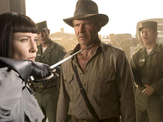 Indy returned in 2008 ... Cate Blanchett and Harrison Ford in Indiana Jones and the Kingdom of the Crystal Skull. Picture: Supplied