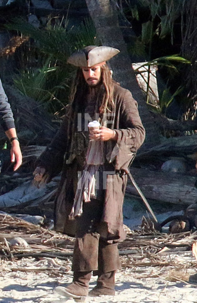 Johnny Depp on set on the Gold Coast for Pirates Of The Caribbean.