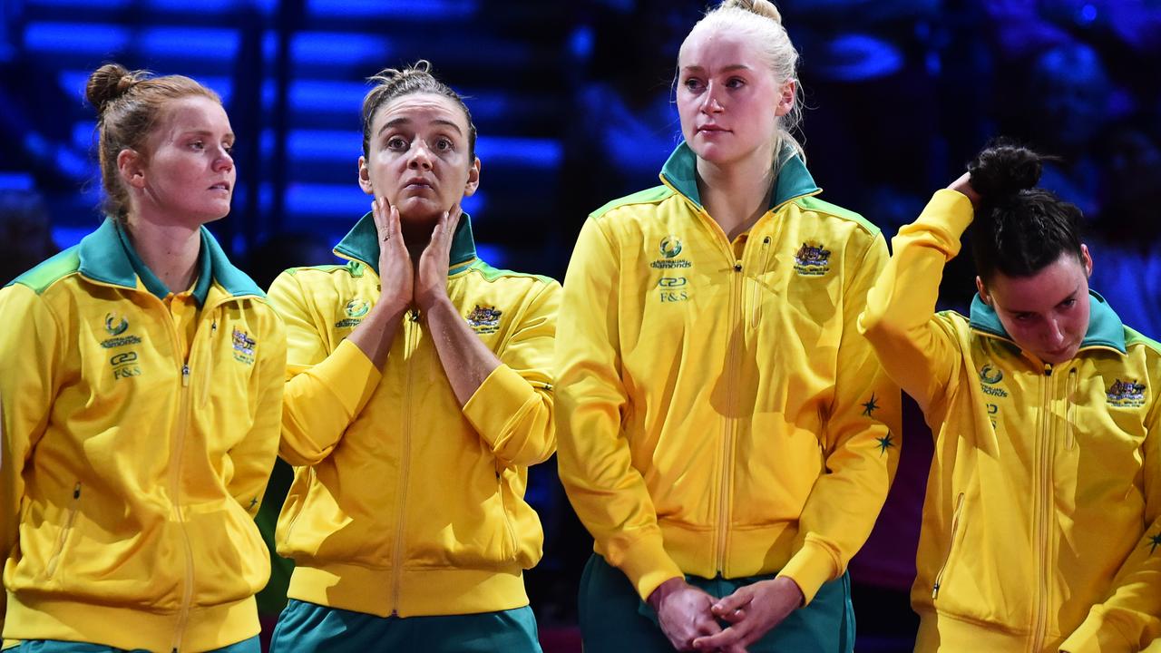 Browne and the Diamonds were dejected after their grand final loss at the World Cup. Picture: Nathan Stirk/Getty Images