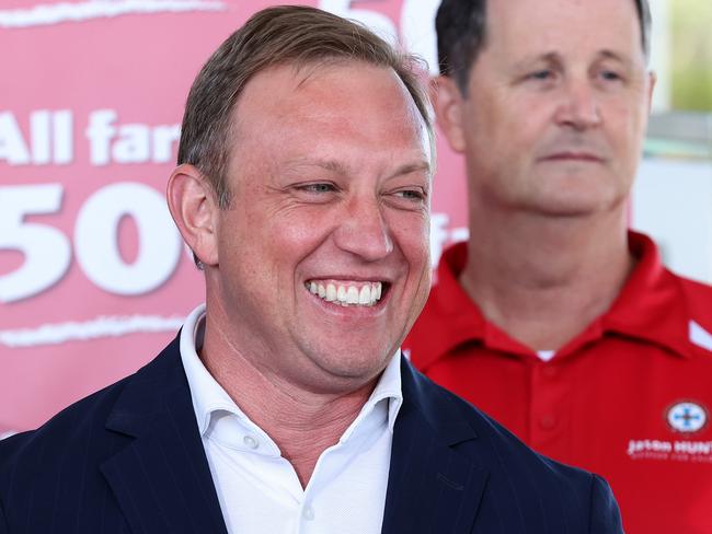 Queensland State Election coverage with the Queensland Premier Steven Miles visiting the Kinetic bus terminal at Caloundra. Pics Adam Head