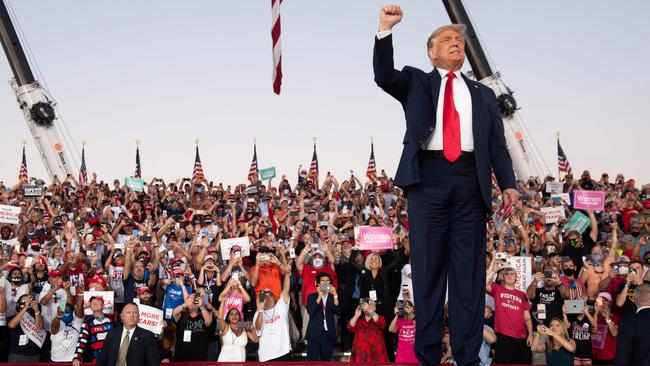 Donald Trump campaigns at Orlando Sanford International Airport in Sanford, Florida, on Tuesday. Picture: AFP