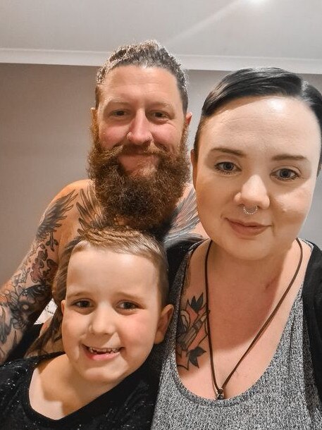 Erinn Bakes has thanked local businesses for getting behind a fundraising campaign to help her battle hodgkins lymphoma for the second time. Ms Bakes is pictured with her son, Cooper, and partner, Beau. Photo: Supplied