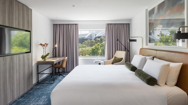 One of the king-bed rooms at Novotel Sydney Darling Square. Picture: Hamilton Lund