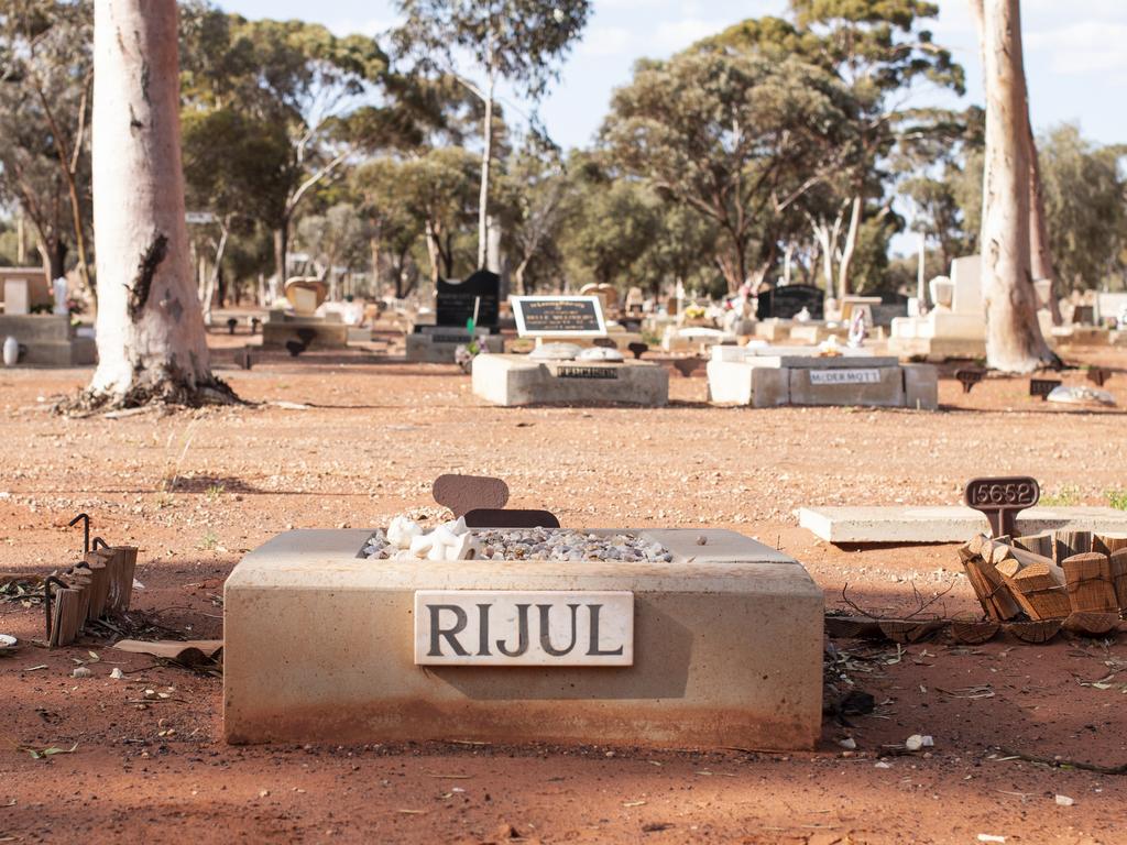 More than 50 people attended the funeral of baby Rijul, who is buried in the children’s section of Kalgoorlie Cemetery. Picture: Tom Zaunmayr/The West Australian