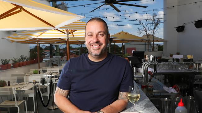 Hellenika owner Simon Gloftis at the rooftop bar. Picture: NIGEL HALLETT