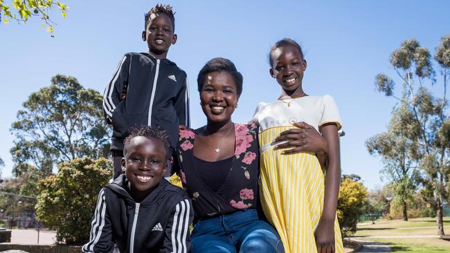 Pride of Australia. The Breakfast Club provides nourishing meals to kids living in public housing. Founder Aguer Athian said the program helps children betterunderstand the importance of good food and routines. Aguer is joined by breakfast club kids Nyol Ayuel, 7, Makuch Ayuel, 5, and Sienna Drop, 9. Picture: Jake Nowakowski