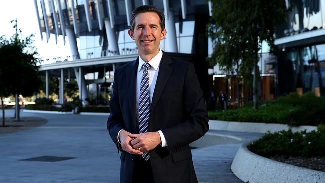 Simon Birmingham says ‘we are trending towards historic lows in the amount that other taxpayers are having to contribute towards the safety net for Australians out of work’. Picture: Jane Dempster