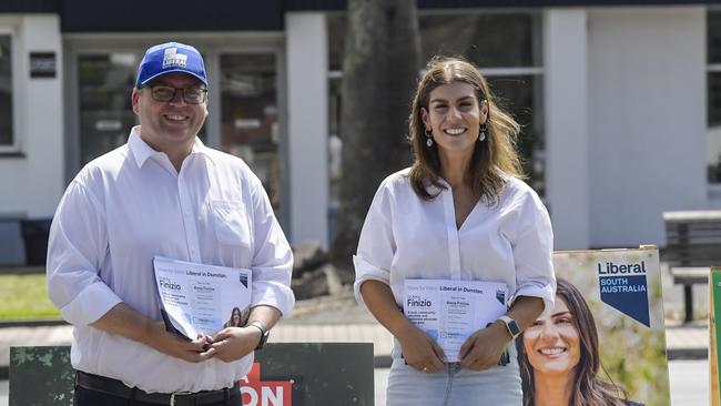 Liberal candidate Dr. Anna Finizio at pre-voting with Opposition frontbencher John Gardner. Picture: NCA NewsWire / Roy VanDerVegt