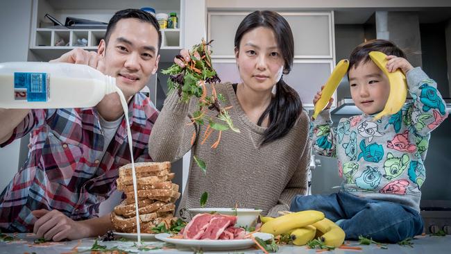 Dillon Ryu says salad is his family’s biggest food waste. Picture: Jake Nowakowski