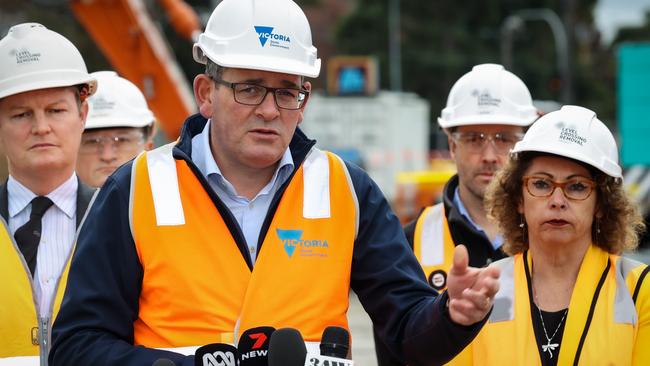 Victorian Premier Dan Andrews on site earlier this month at Croydon railway station which is to be rebuilt. Picture: NCA NewsWire / Ian Currie