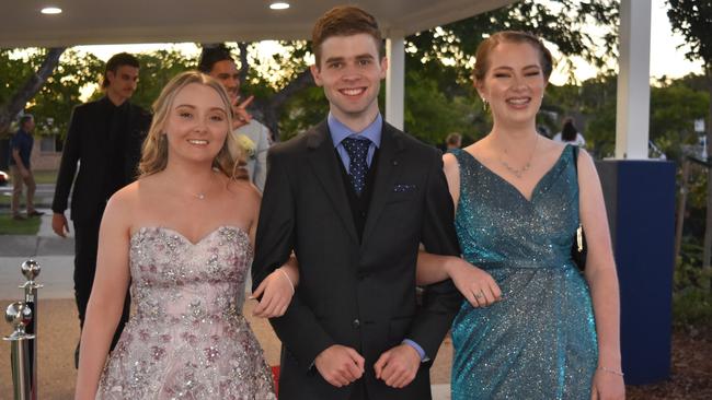 Sophie Greenhalgh, Isaac Daniels and Arwyn Wallis at the Mountain Creek State High School formal on November 18, 2022. Picture: Sam Turner