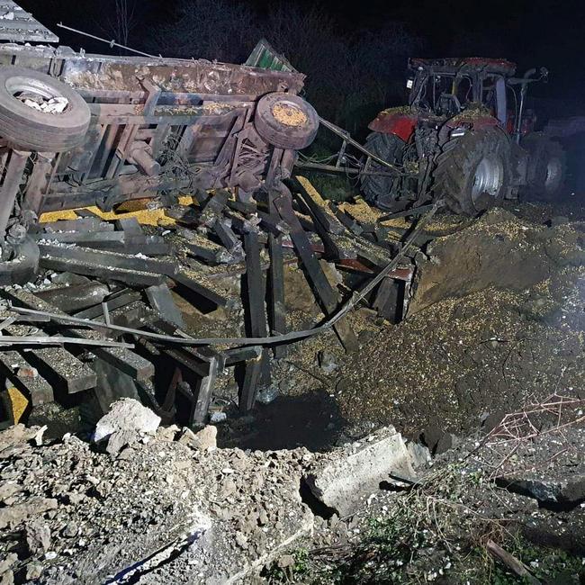 The suspected missile crater in Przewodow, Poland. Picture: Facebook