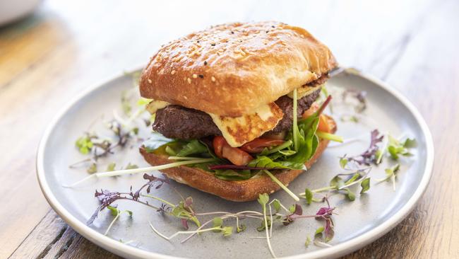 Deedot’s lamb burger. Picture: Mark Cranitch.
