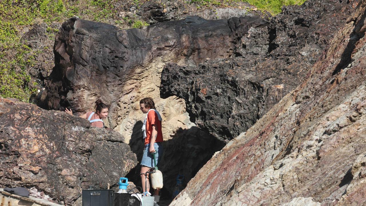 Props and staging being put into place on North Burleigh headland for weekend filming of "The Bluff". Picture Glenn Hampson