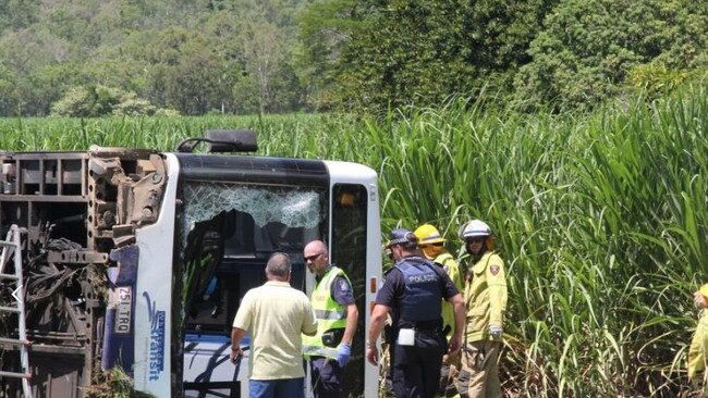 Fatal bus crash at Cannon Valley near Airlie Beach.