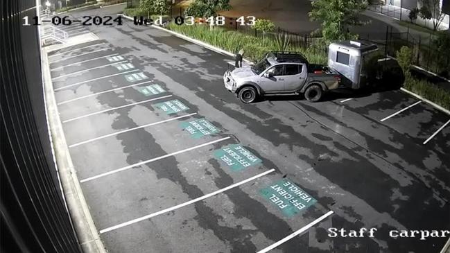 CCTV footage of a man allegedly stealing a caravan in Logan