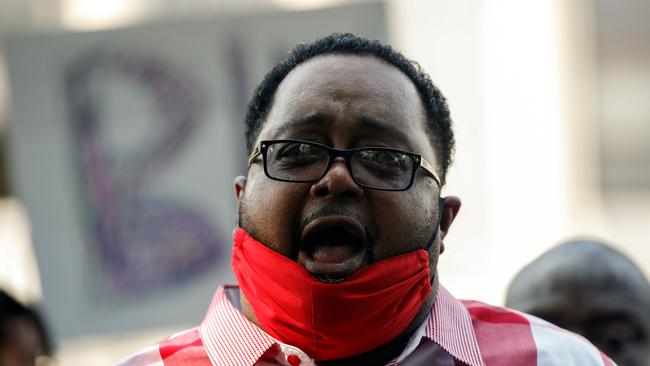 Jacob Blake Sr, father of Jacob Blake Jr, speaks during a press conference outside of the County Courthouse in Kenosha, Wisconsin. Picture: AFP