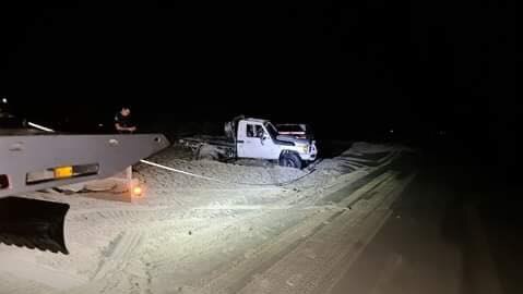 Claytons Towing is urging people to drive safely on beaches following a car rollover at Teewah Beach on Saturday night.