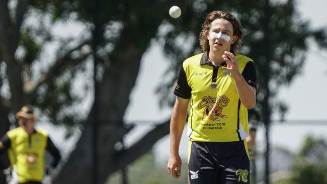 Frankston YCW’s young paceman Ben Williams has been included in the MPCA Country Week squad. Picture: Valeriu Campan