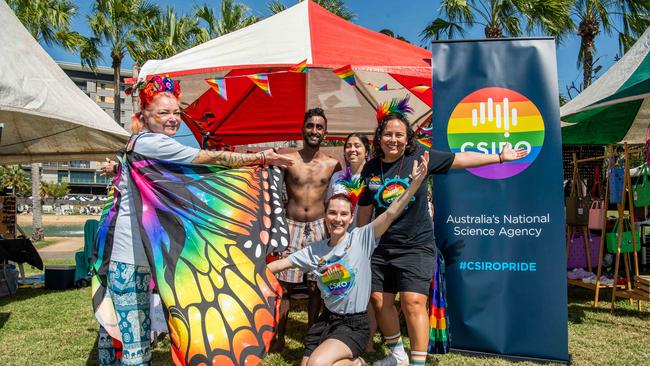 Inanda Wood, Petra Quzada, Sam Wanas, Barry Wanas and Ellen as Territorians celebrating all things in 2024 at the Darwin Waterfront. Picture: Pema Tamang Pakhrin