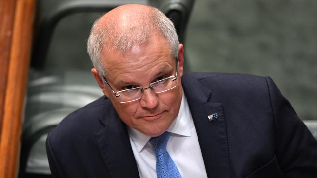 Prime Minister Scott Morrison during Question Time in the House of Representatives at Parliament House in Canberra. Picture: AAP