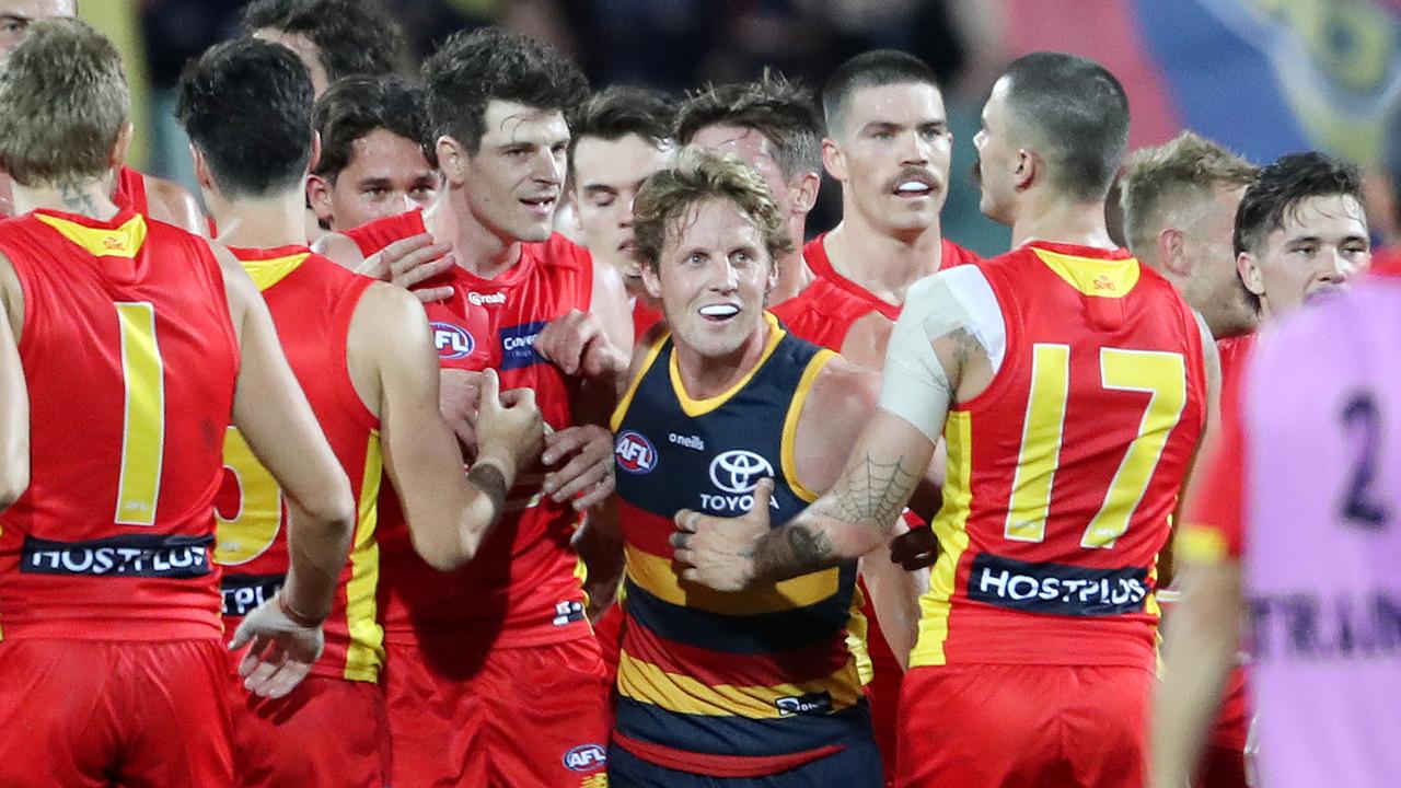 Rory Sloane was in the thick of it on Friday night. Picture: Sarah Reed/AFL Photos