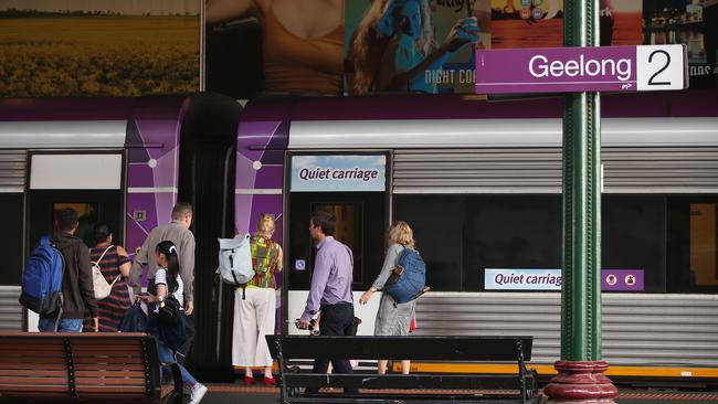 More work is being done to improve track capacity for fast rail to Geelong. Picture: Alison Wynd