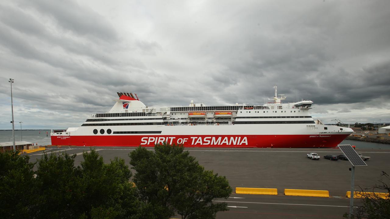 The Spirit of Tasmania 1 made its first trip to Geelong Port, traveling along the Bellarine coast near Drysdale before crossing the bay in front of the city and berthing at Corio Quay. Dozens of locals came out to have a look at the visitor. Picture: Alan Barber