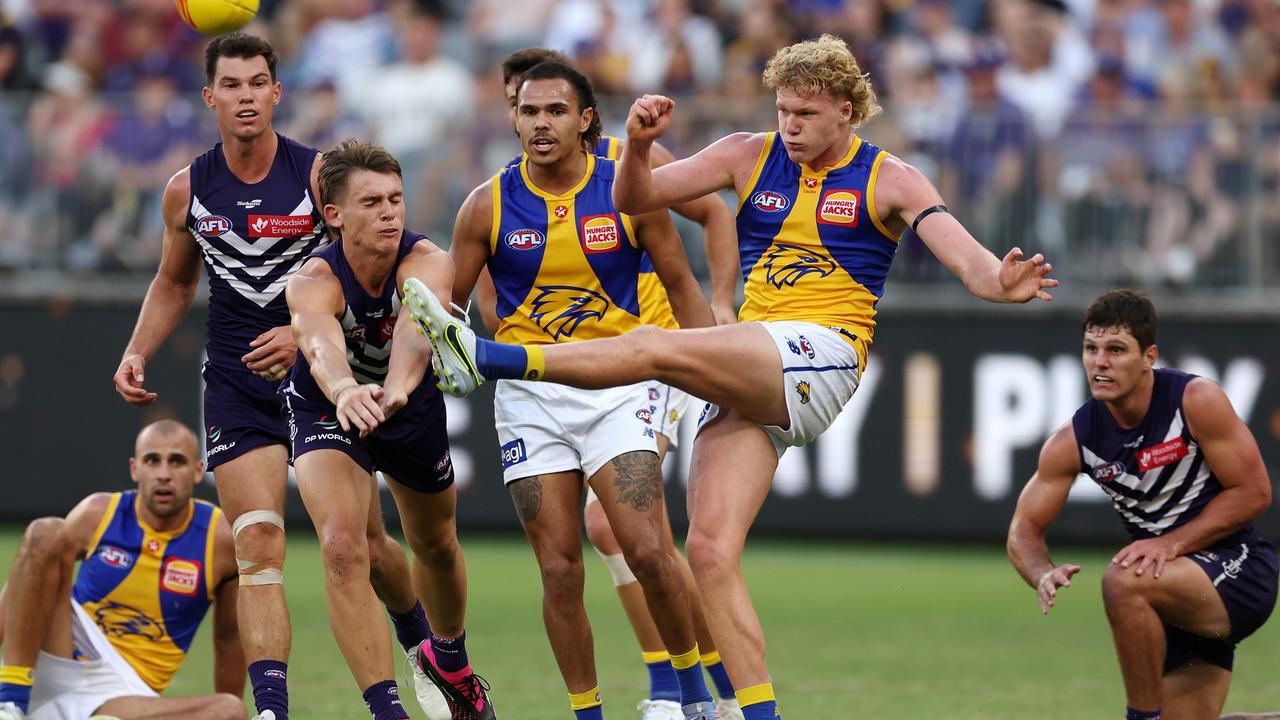 Tall midfielder Reuben Ginbey is the round 3 AFL Rising Star nomination. Picture: Will Russell / Getty Images