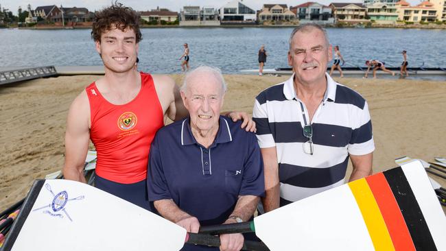 Matt Nielsen (left) has been named in the SA team which will compete at the King’s Cup nationals in Tasmania. Matt’s grandfather Keith Coldwell (centre), represented SA at the King’s Cup from 1948-1952 and his father Mike Nielsen (right), was in the state team for the event the last time that SA won 40 years ago. Picture: Brenton Edwards