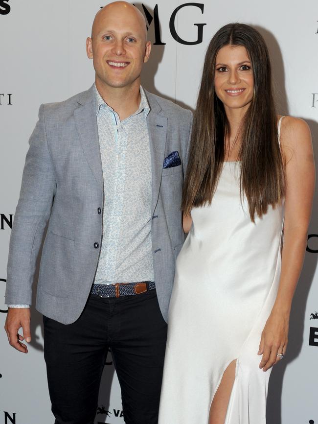 Jordan with husband Gary Ablett Jr at the IMG Tennis party at Crown Casino. (Picture: Andrew Henshaw)