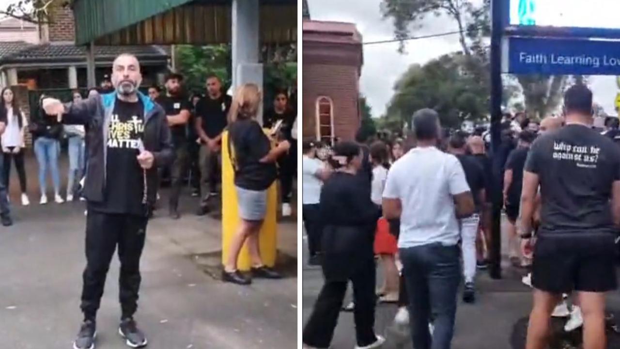 Video has resurfaced of the moments leading up to a wild brawl between religious protesters and LGBTIQA++ activists. Picture: Twitter / @WhiteRoseSocAU