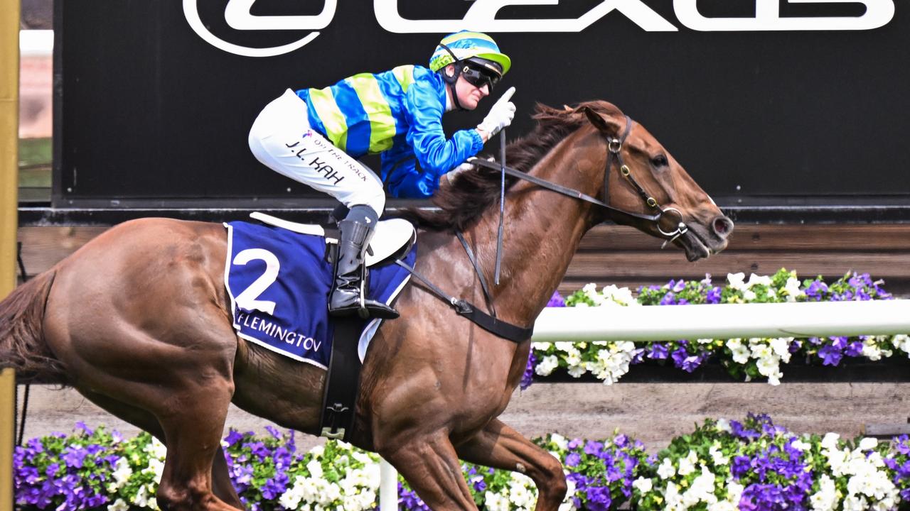 Jamie Melham riding Another Wil to victory in The Damien Oliver at Flemington last spring. Picture: Reg Ryan/Racing Photos via Getty Images